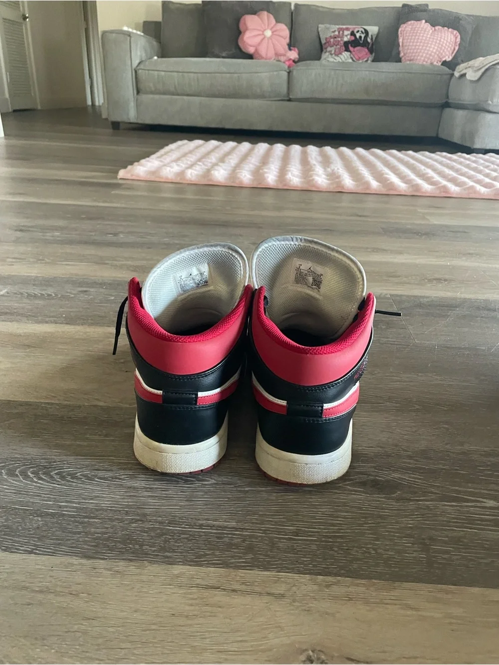 Nike Air Jordan 1 Mid Black White Red Sneakers
